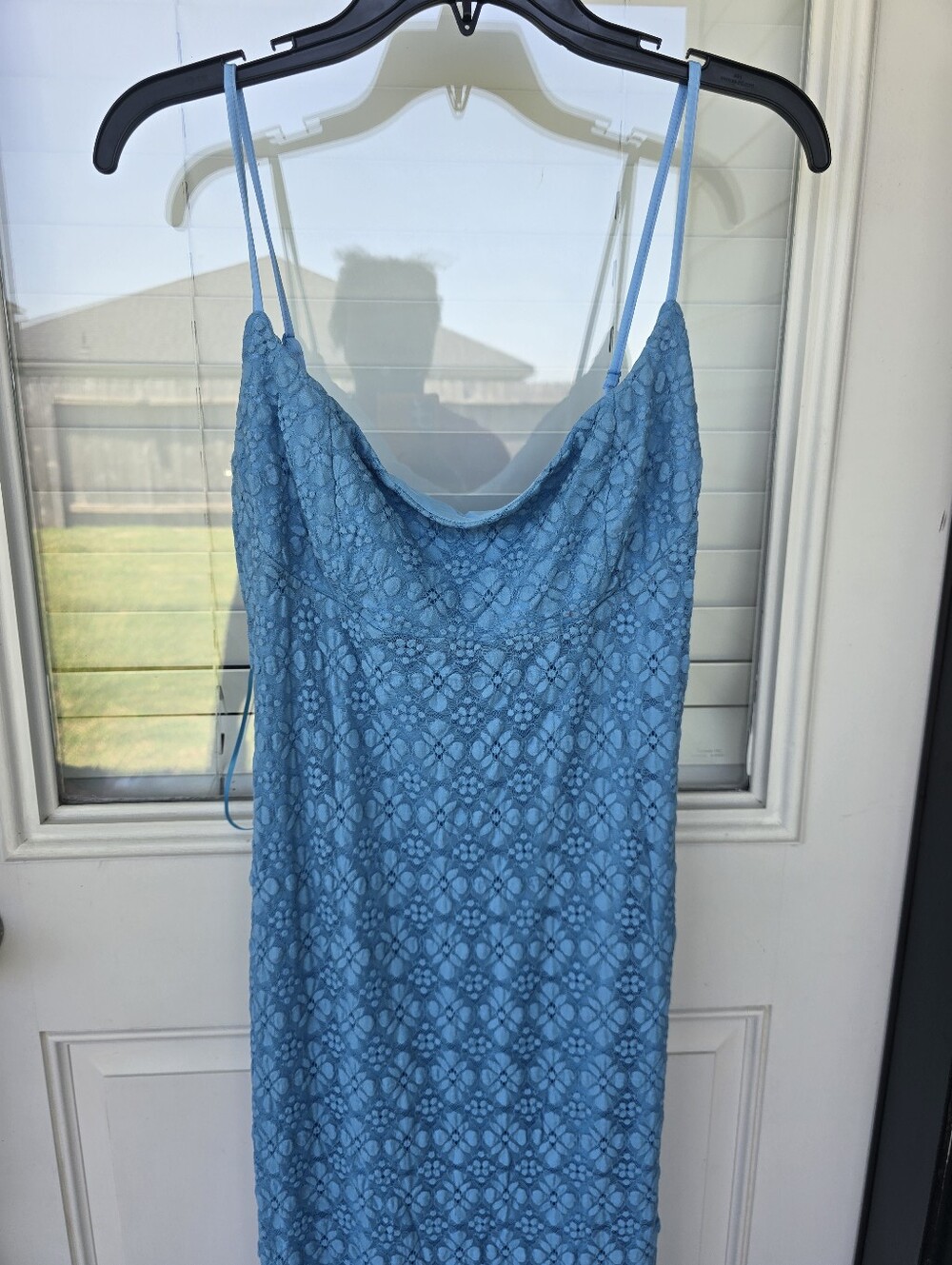 Bardot Blue Lace Slip Dress XXL Midi Spaghetti Strap Delicate Women Party NWT - Picture 4 of 8
